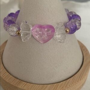 Purple and Gold Beaded Bracelet with Angel Charm